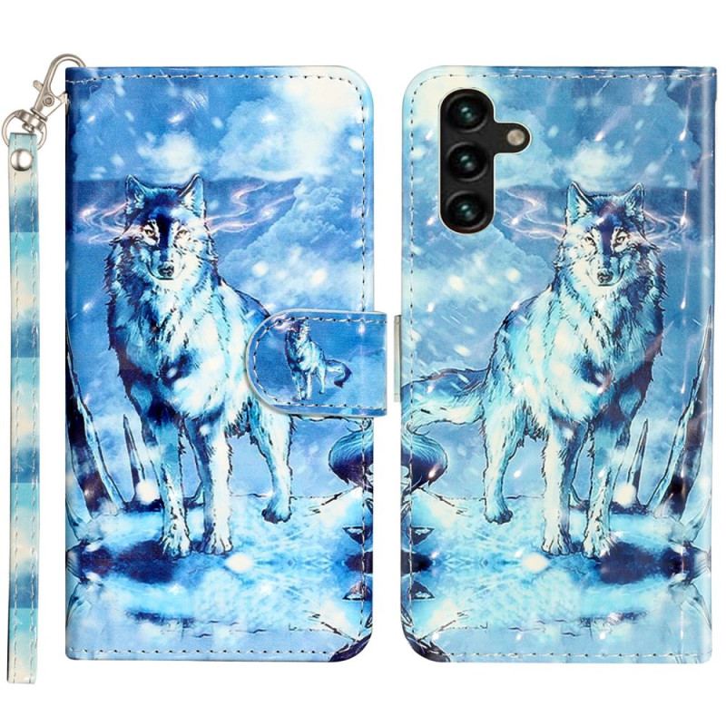 Etui Folio Samsung Galaxy S24 Fe Wilk Śnieżny Z Paskiem Etui Ochronne