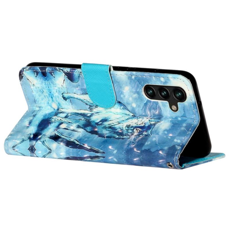 Etui Folio Samsung Galaxy S24 Fe Wilk Śnieżny Z Paskiem Etui Ochronne