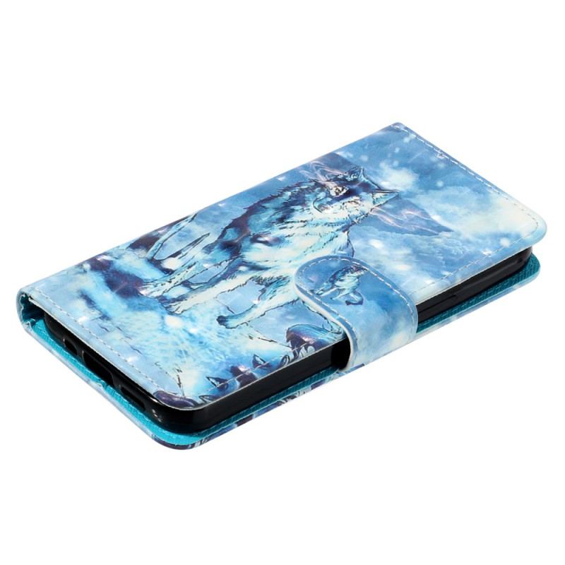 Etui Folio Samsung Galaxy S24 Fe Wilk Śnieżny Z Paskiem Etui Ochronne