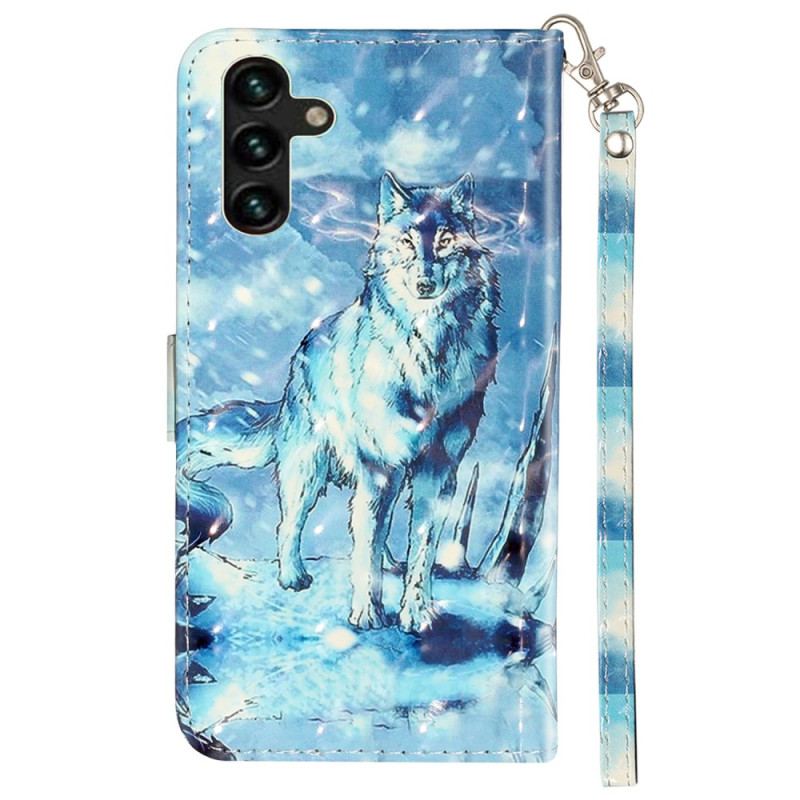 Etui Folio Samsung Galaxy S24 Fe Wilk Śnieżny Z Paskiem Etui Ochronne