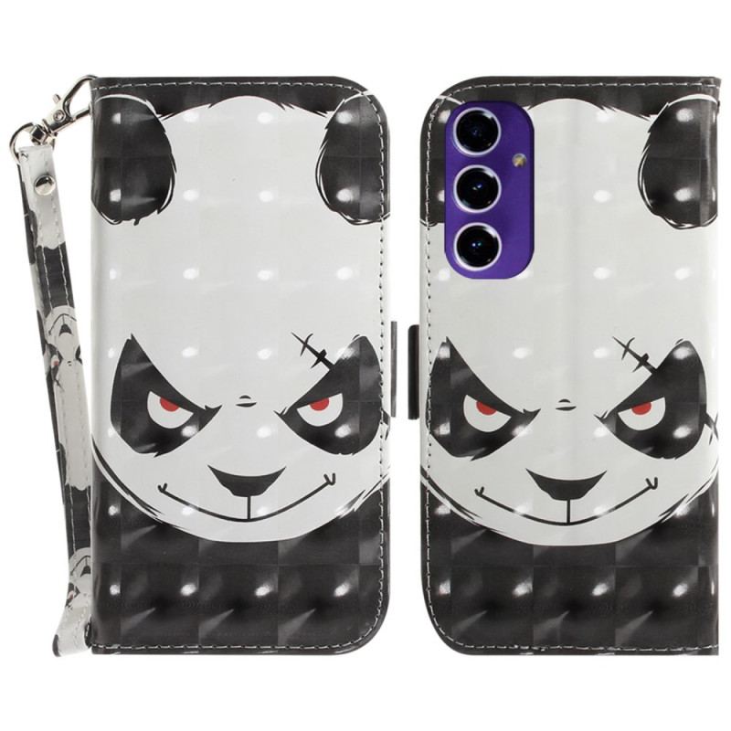 Etui Folio Samsung Galaxy S24 Fe Wściekła Panda Z Paskiem Etui Ochronne