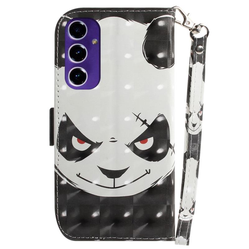Etui Folio Samsung Galaxy S24 Fe Wściekła Panda Z Paskiem Etui Ochronne