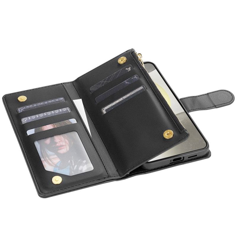 Etui Folio Samsung Galaxy S24 Fe Wyściełany Paskiem I Paskiem Na Ramię