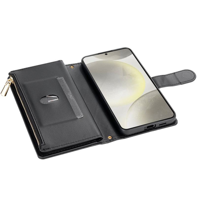 Etui Folio Samsung Galaxy S24 Fe Wyściełany Paskiem I Paskiem Na Ramię