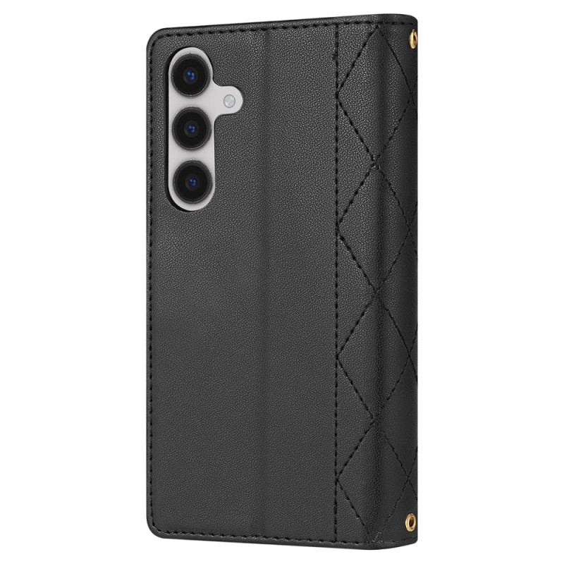 Etui Folio Samsung Galaxy S24 Fe Wyściełany Paskiem I Paskiem Na Ramię