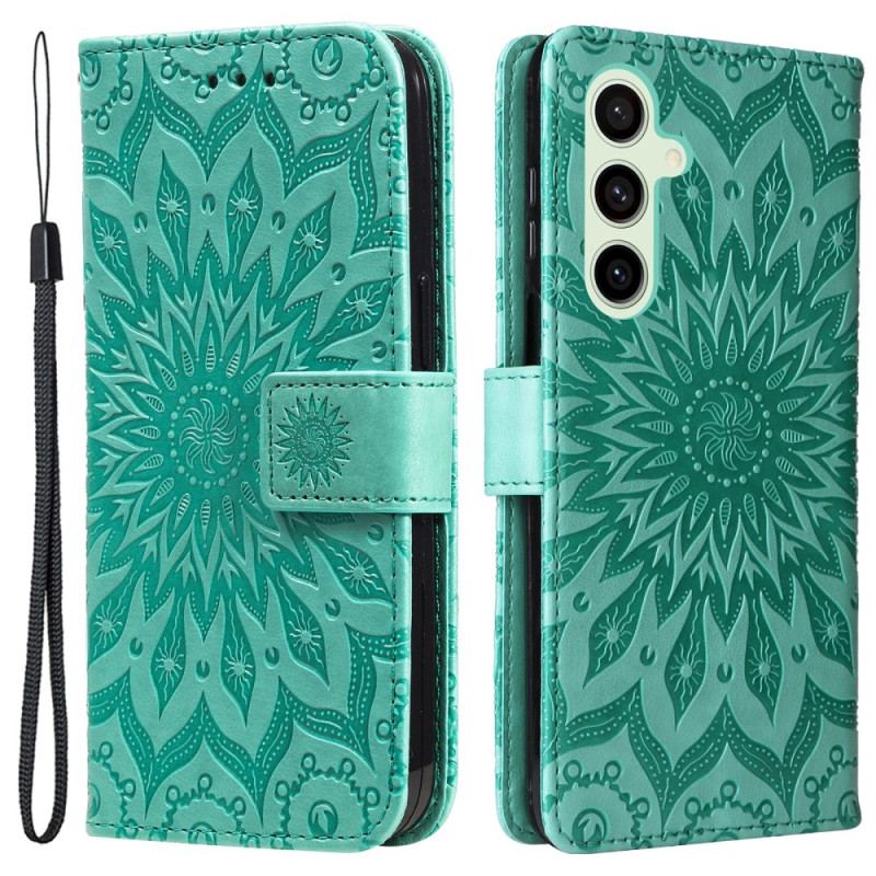 Etui Folio Samsung Galaxy S24 Fe Wzór Paska W Kształcie Słonecznika Etui Ochronne