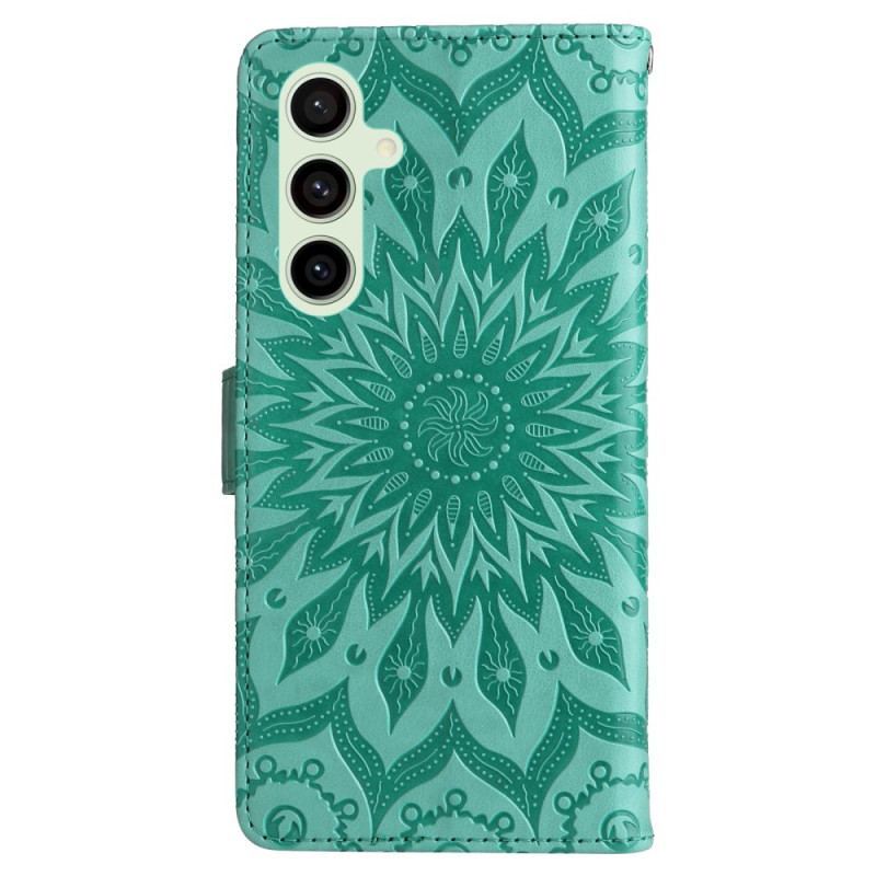 Etui Folio Samsung Galaxy S24 Fe Wzór Paska W Kształcie Słonecznika Etui Ochronne