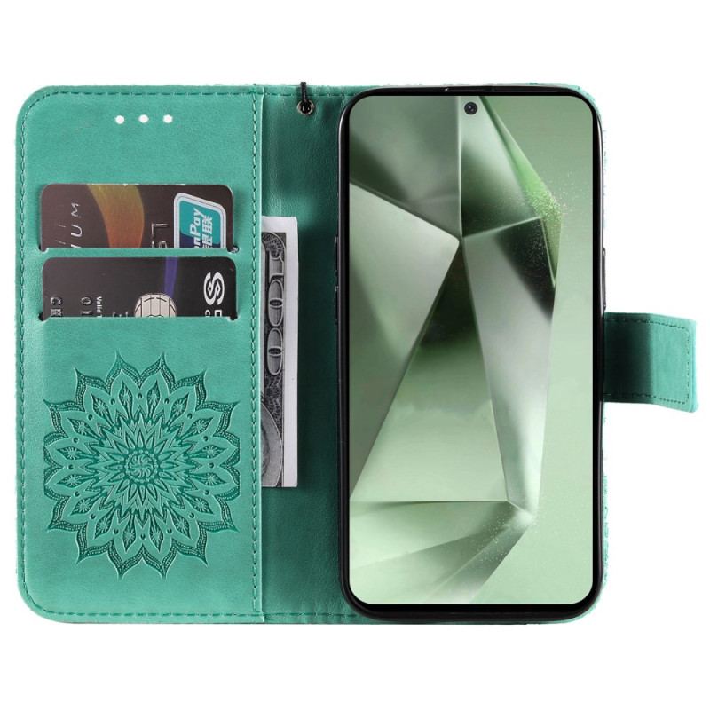 Etui Folio Samsung Galaxy S24 Fe Wzór Paska W Kształcie Słonecznika Etui Ochronne