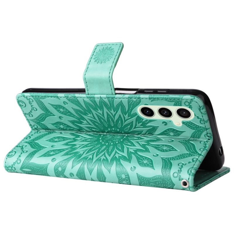 Etui Folio Samsung Galaxy S24 Fe Wzór Paska W Kształcie Słonecznika Etui Ochronne