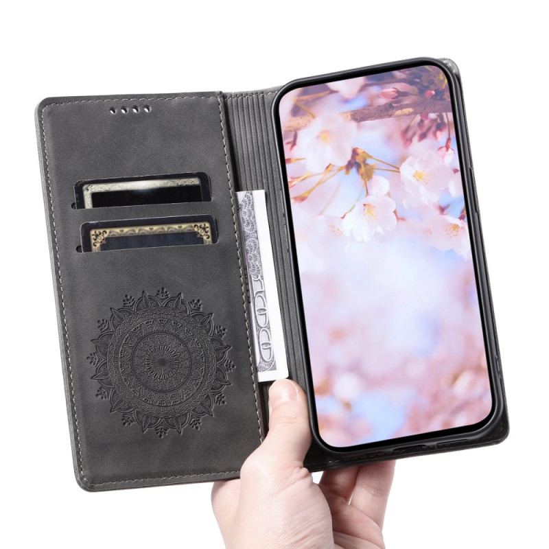 Flip Kotelot Samsung Galaxy S24 Fe Etui Na Telefon Efekt Zamszu Mandali