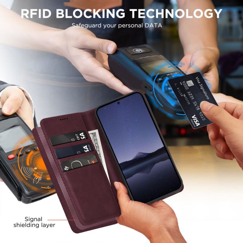 Flip Kotelot Samsung Galaxy S24 Fe Ochrona Rfid W Stylu Skórzanym Etui Ochronne
