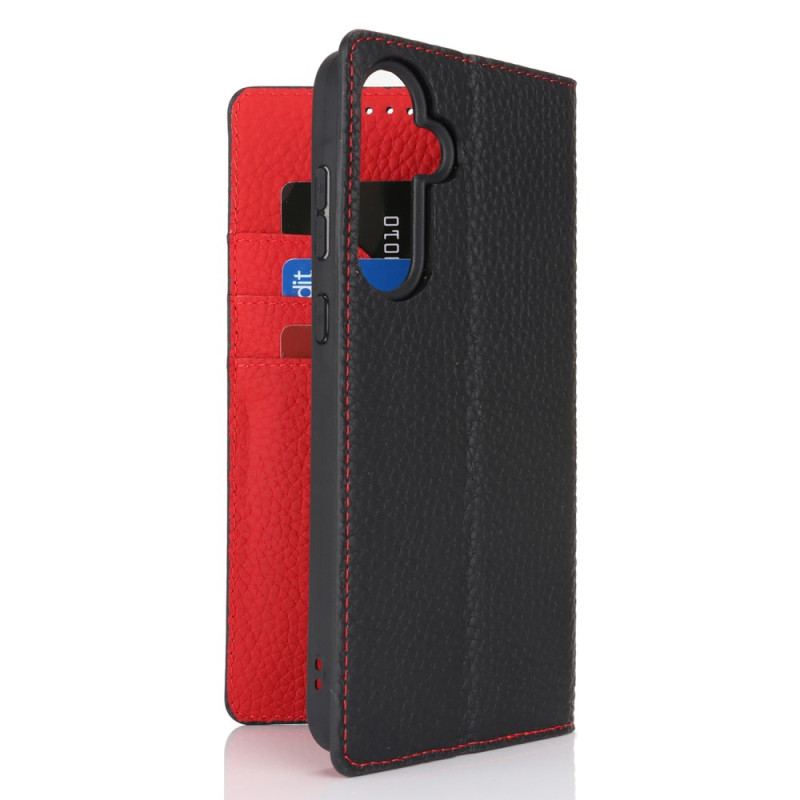 Flip Kotelot Samsung Galaxy S24 Fe Skóra O Fakturze Litchi Etui Ochronne