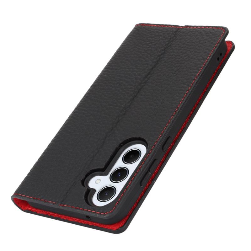 Flip Kotelot Samsung Galaxy S24 Fe Skóra O Fakturze Litchi Etui Ochronne