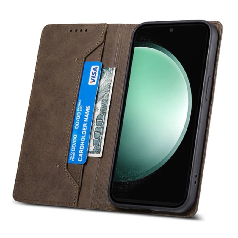 Flip Kotelot Samsung Galaxy S24 Fe Technologia Blokowania Rfid W Obudowie Z Efektem Retro Etui Ochronne