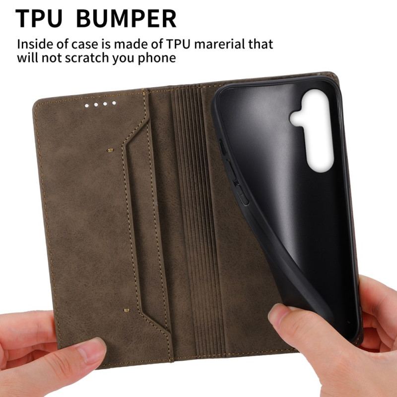 Flip Kotelot Samsung Galaxy S24 Fe Technologia Blokowania Rfid W Obudowie Z Efektem Retro Etui Ochronne