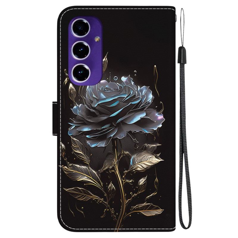 Obudowa Samsung Galaxy S24 Fe Etui Na Telefon CZarna Róża Z Paskiem