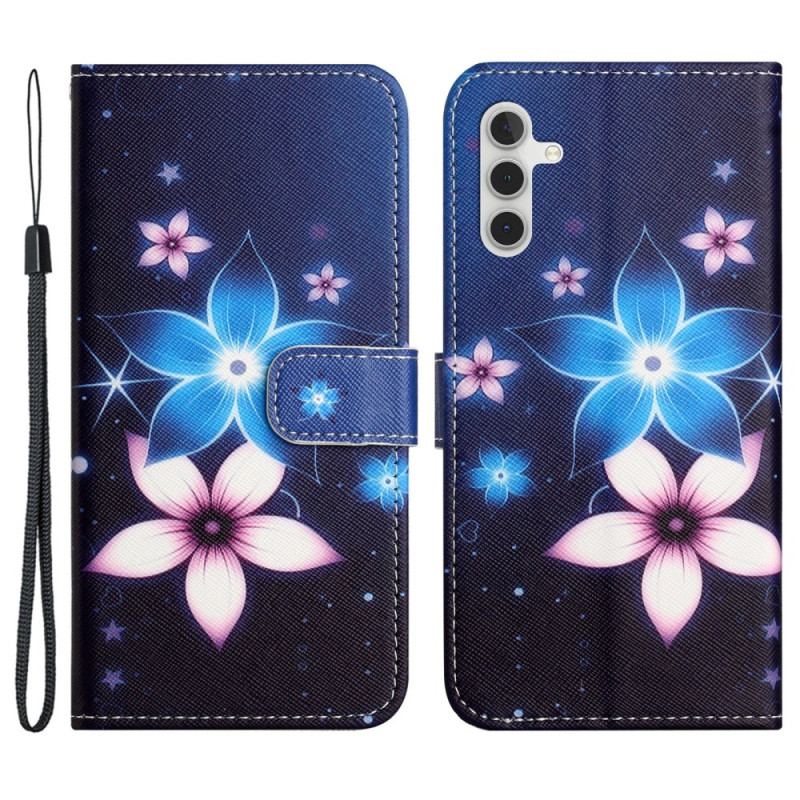 Obudowa Samsung Galaxy S24 Fe Etui Na Telefon Księżycowe Kwiaty Z Paskiem