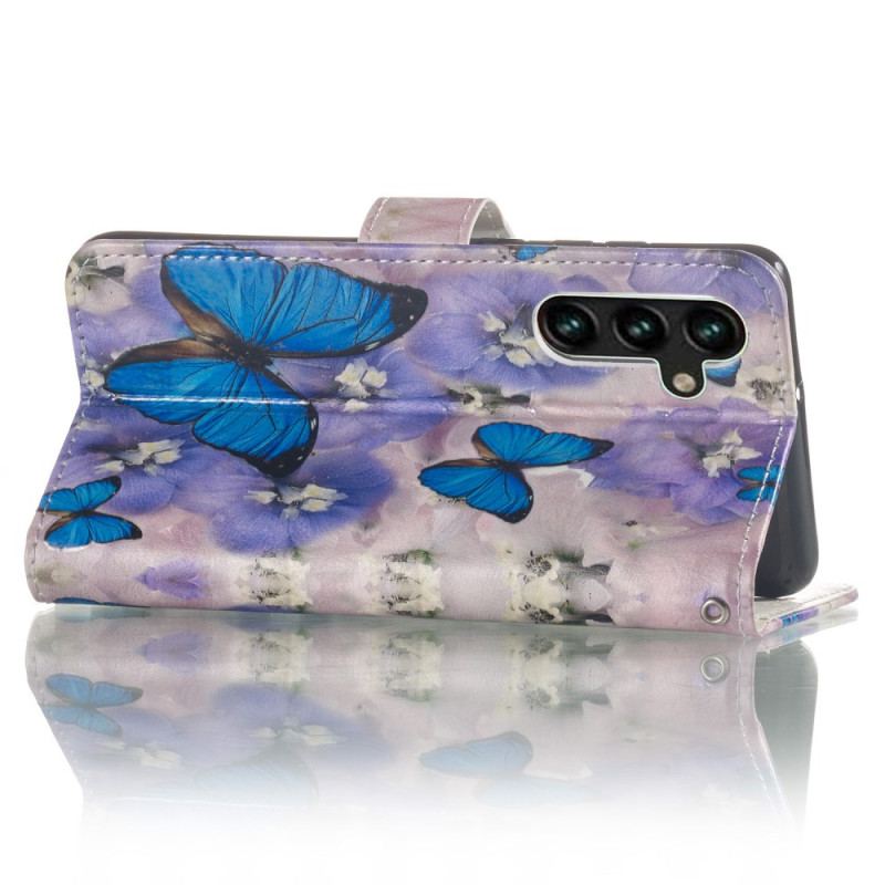 Pokrowce Samsung Galaxy S24 Fe Fioletowe Kwiaty I Niebieskie Motyle