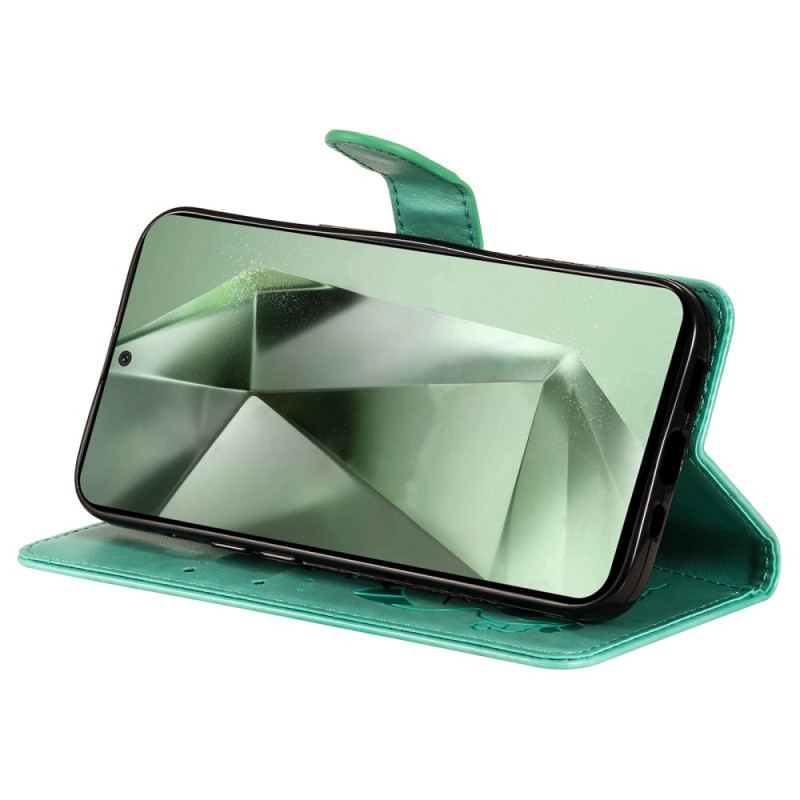 Skórzany Futerał Samsung Galaxy S24 Fe Etui Na Telefon Kot I Pszczoła