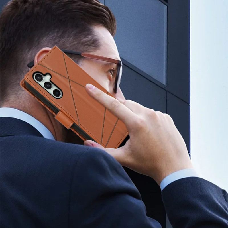 Skórzany Futerał Samsung Galaxy S24 Fe Etui Na Telefon Linie