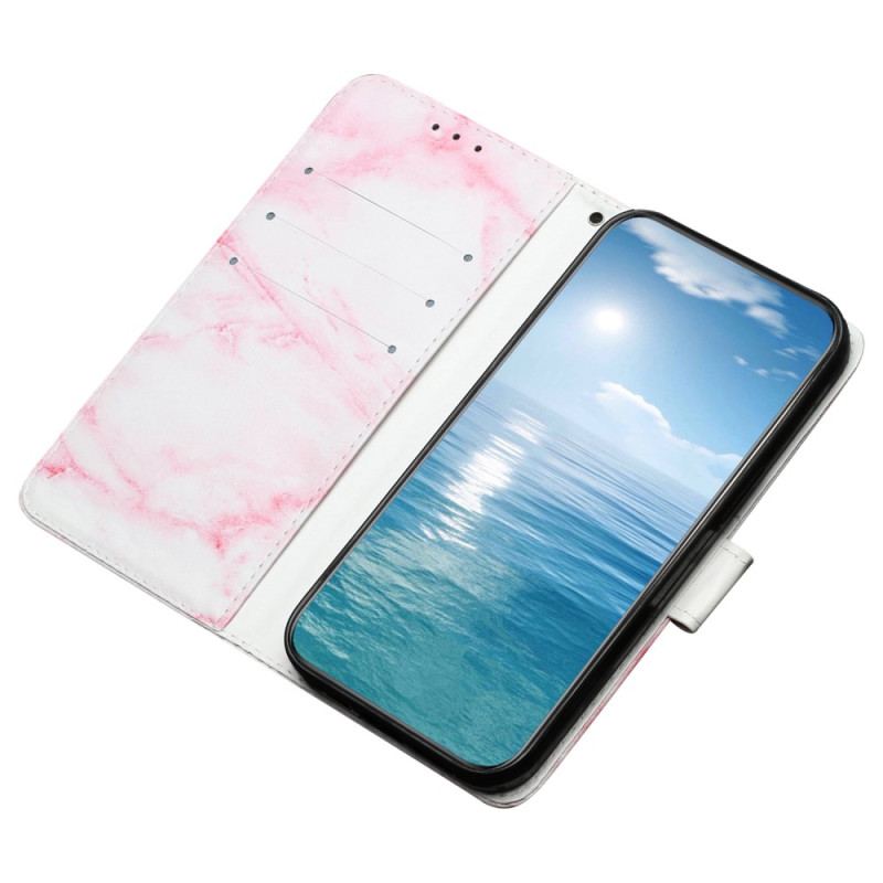 Skórzany Futerał Samsung Galaxy S24 Fe Etui Na Telefon Różowy Marmur