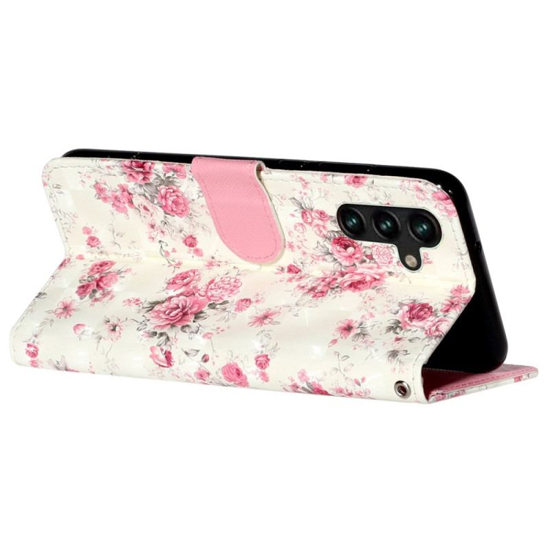 Skórzany Futerał Samsung Galaxy S24 Fe Etui Na Telefon Vintage Róże Z Paskiem