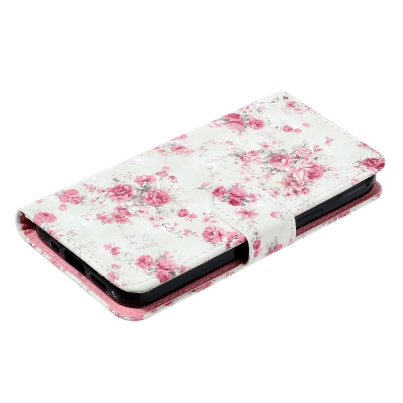 Skórzany Futerał Samsung Galaxy S24 Fe Etui Na Telefon Vintage Róże Z Paskiem
