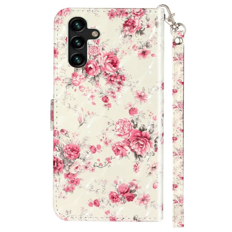 Skórzany Futerał Samsung Galaxy S24 Fe Etui Na Telefon Vintage Róże Z Paskiem