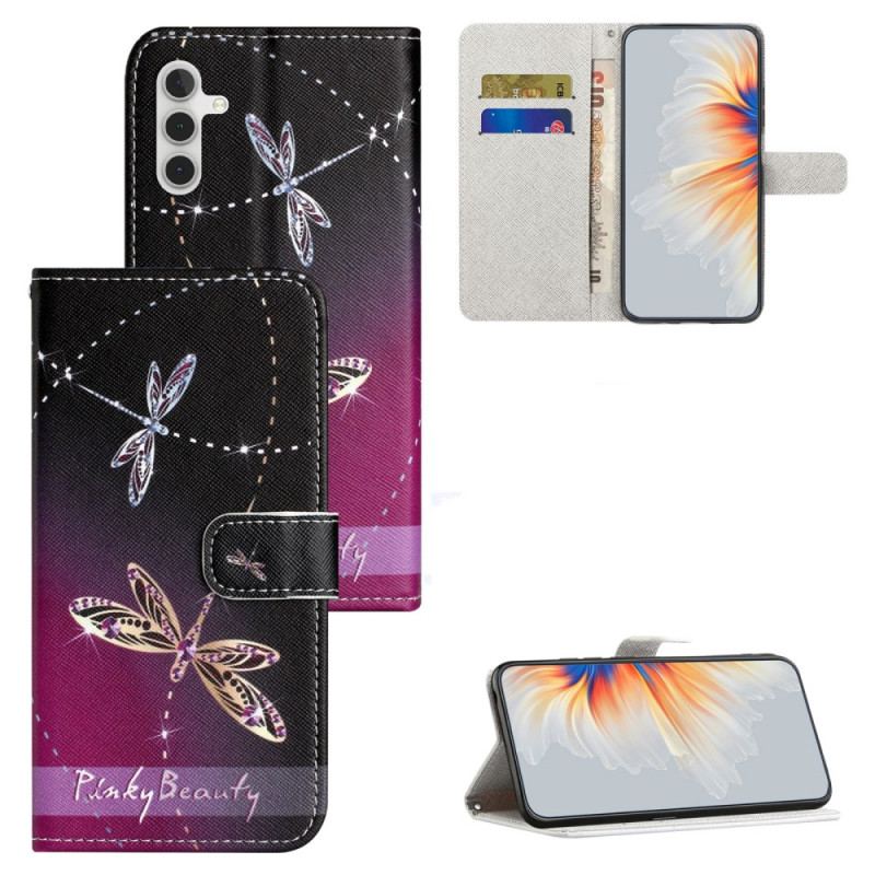 Skórzany Futerał Samsung Galaxy S24 Fe Etui Na Telefon Ważki Na Pasku