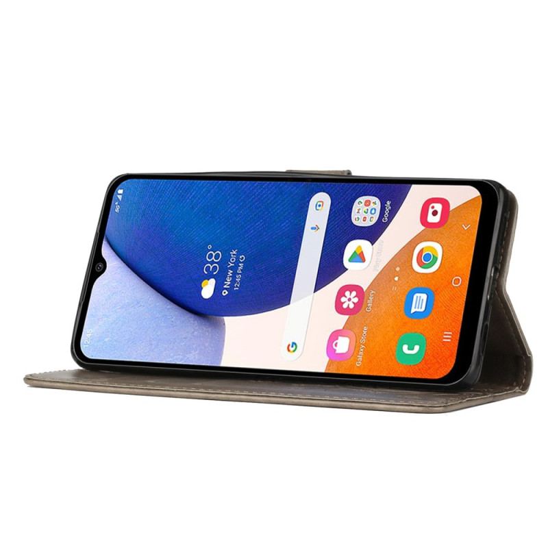 Skórzany Futerał Samsung Galaxy S24 Fe Etui Na Telefon Wzór W Motyle I Kwiaty