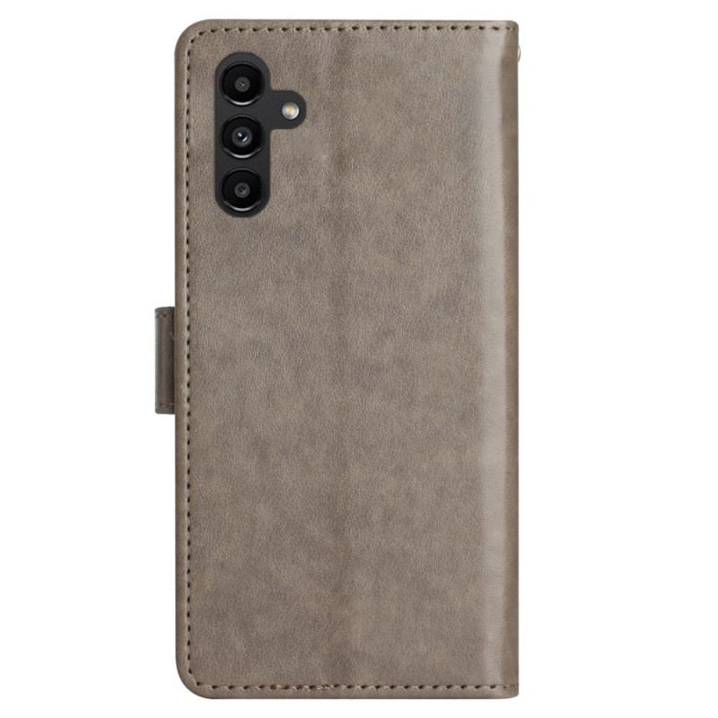 Skórzany Futerał Samsung Galaxy S24 Fe Etui Na Telefon Wzór W Motyle I Kwiaty