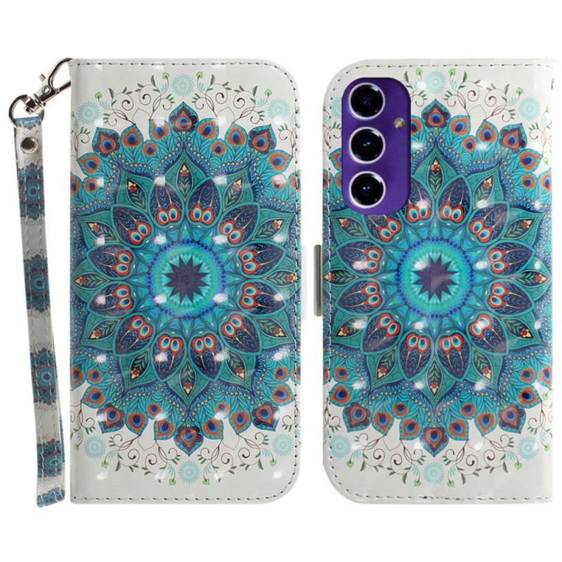 Skórzany Futerał Samsung Galaxy S24 Fe Etui Na Telefon Zielona Mandala Z Paskiem