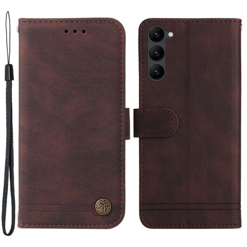 Etui Folio do Samsung Galaxy S23 Plus 5G Skórzany Styl Z Ozdobnym Nitem