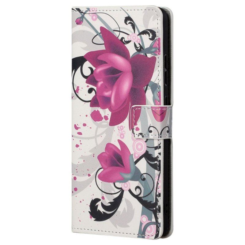 Etui Folio do Samsung Galaxy S23 Plus 5G Tropikalne Kwiaty
