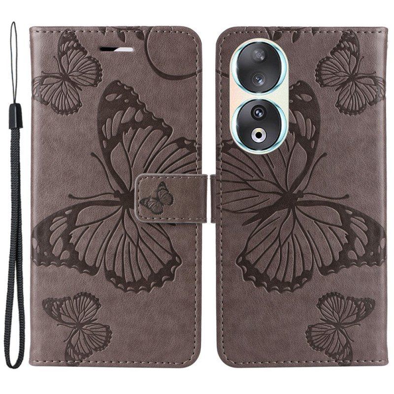 Etui Folio do Honor 90 z Łańcuch Gigantyczne Motyle Z Paskiem