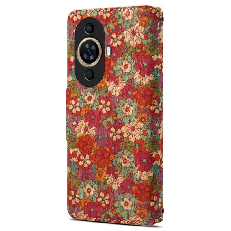 Skórzany Futerał Huawei Nova 12s Etui Na Telefon Wzory Kwiatowe