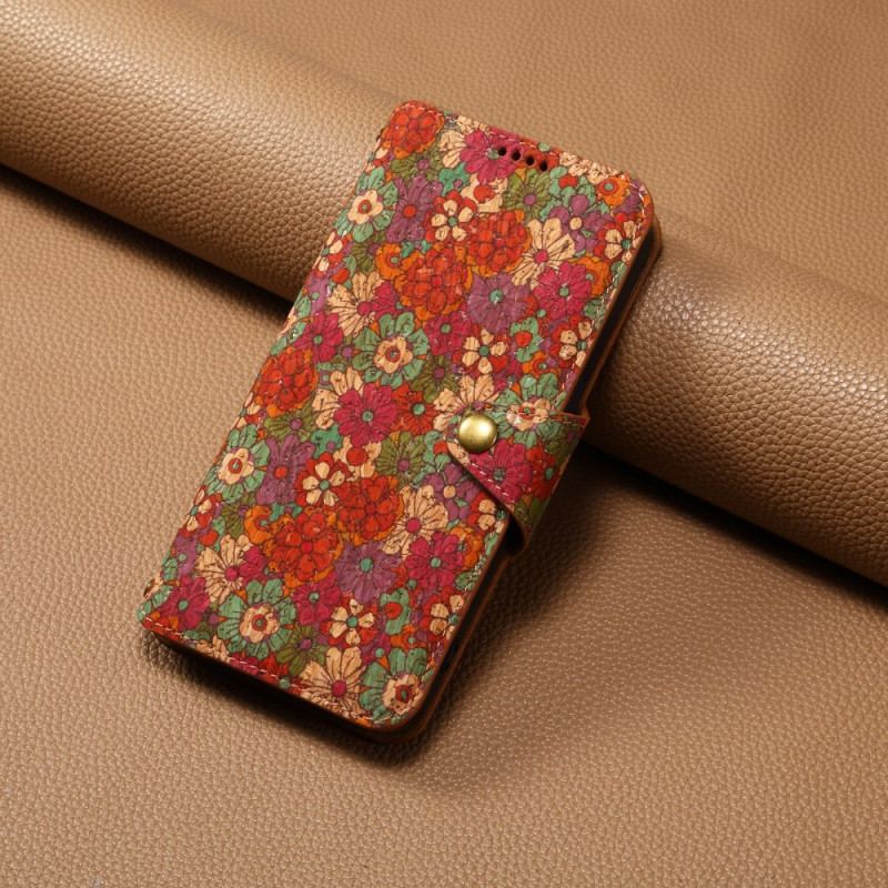 Skórzany Futerał Huawei Nova 12s Etui Na Telefon Wzory Kwiatowe