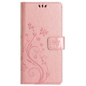 Etui Folio Do Motorola Edge 50 Pro Motyle I Kwiaty Z Paskiem