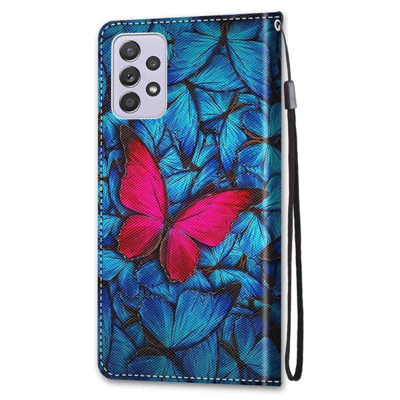Etui Folio do Samsung Galaxy A33 5G Niebieskie I Różowe Motyle