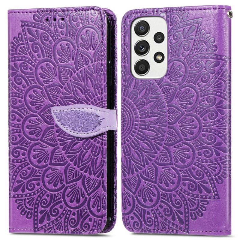 Skórzany Futerał do Samsung Galaxy A33 5G Mandala Liść