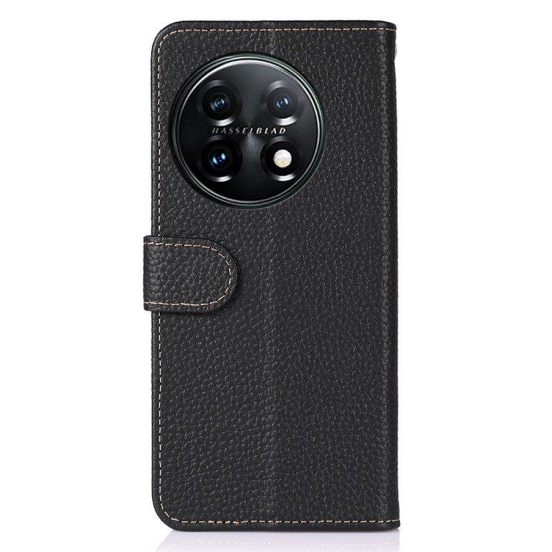 Etui Folio do OnePlus 11 5G Prawdziwa Skóra Liczi Khazneh