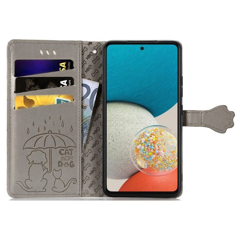 Etui Folio do Samsung Galaxy A53 5G Skórzane Tłoczone Zwierzęta