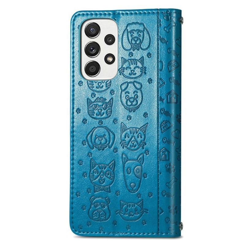 Etui Folio do Samsung Galaxy A53 5G Skórzane Tłoczone Zwierzęta