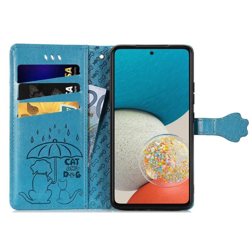 Etui Folio do Samsung Galaxy A53 5G Skórzane Tłoczone Zwierzęta