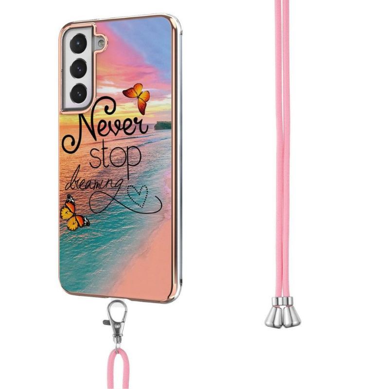 Etui do Samsung Galaxy S21 FE Anti-fall ze Sznurkiem Nigdy Nie Przestawaj Marzyć