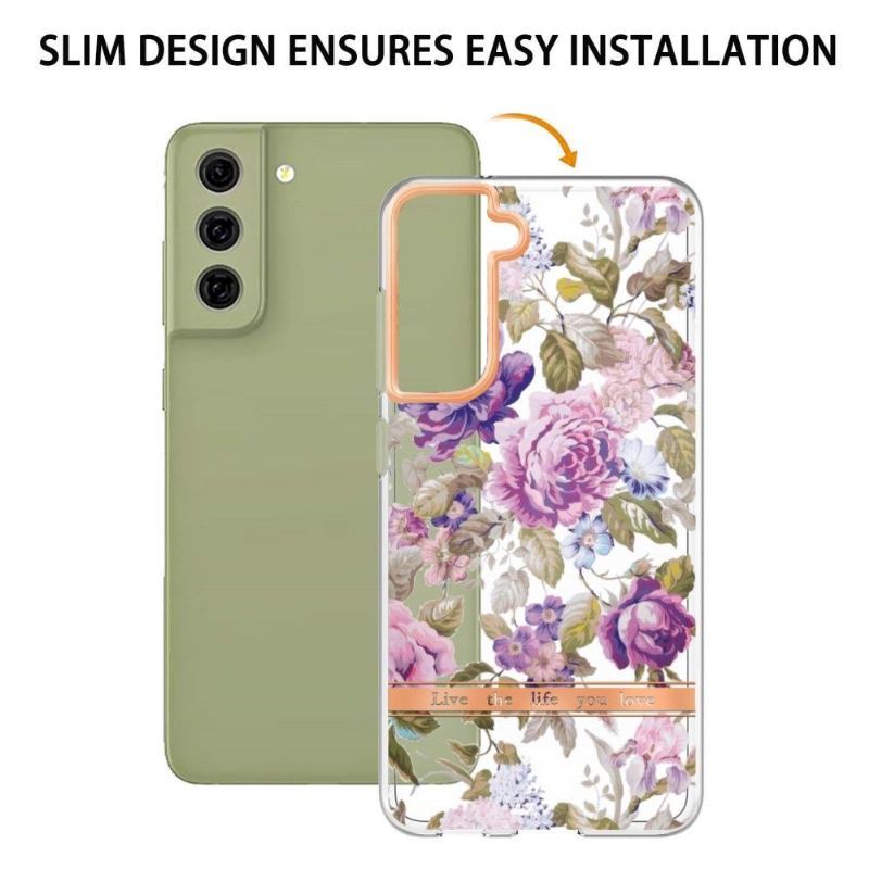 Etui do Samsung Galaxy S21 FE Fioletowa Piwonia