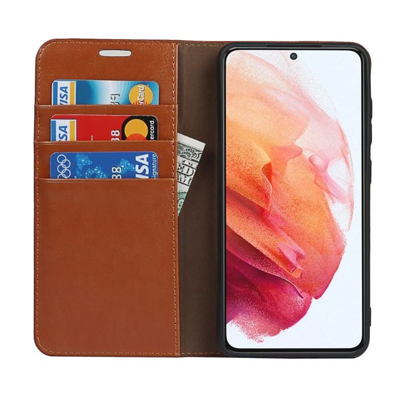 Skórzany Futerał do Samsung Galaxy S21 FE Anti-fall Skórzany Uchwyt Na Karty Stojak Funkcyjny
