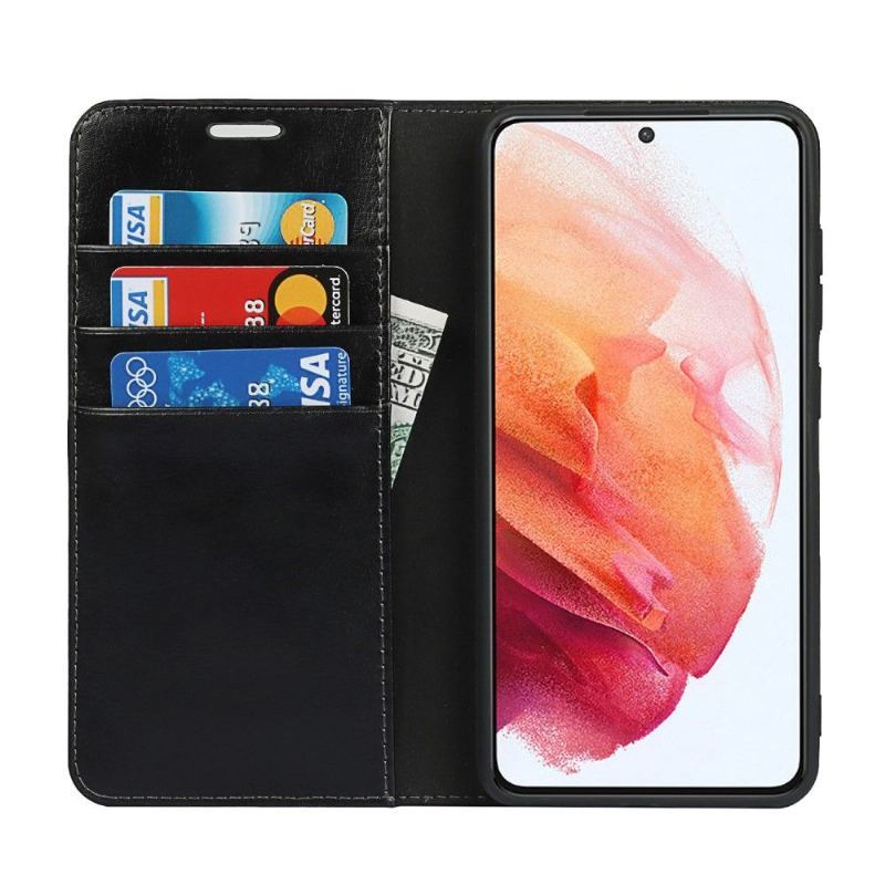 Skórzany Futerał do Samsung Galaxy S21 FE Anti-fall Skórzany Uchwyt Na Karty Stojak Funkcyjny