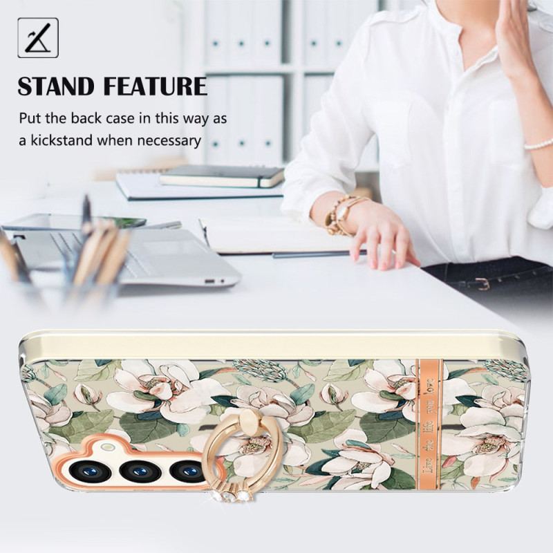 Etui Do Samsung Galaxy S24 5g Z Kwiatowym Pierścieniem Podtrzymującym