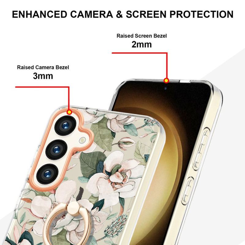Etui Do Samsung Galaxy S24 5g Z Kwiatowym Pierścieniem Podtrzymującym